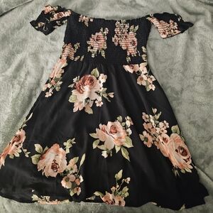 Newbury Kustom Black and Pink Floral Dress Size L